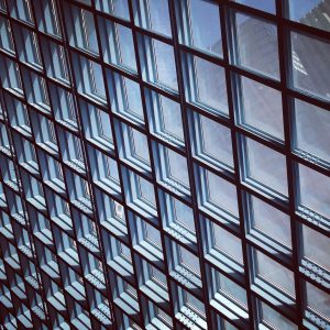 Photo of diamond shaped windows at the Seattle Central Public Library.